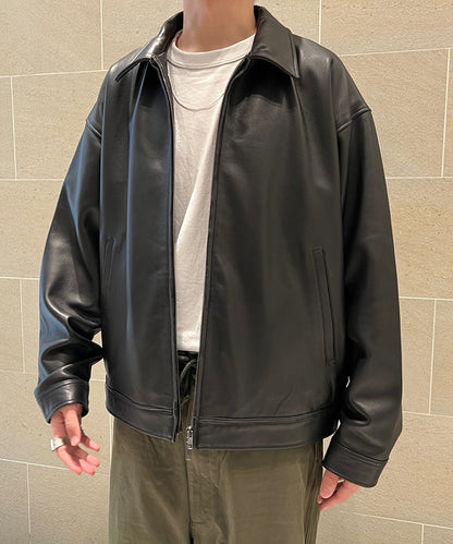 BEAMS LEATHER ZIP BLOUSON 復古皮夾克