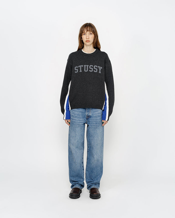 STUSSY CONTRAST STRIPE CREW 街頭拼色條紋毛衣