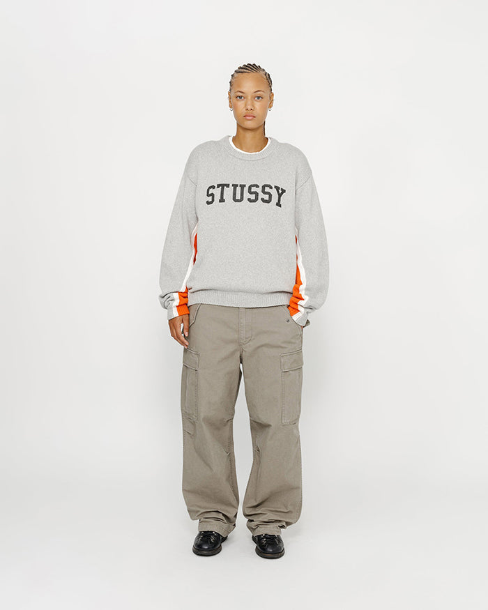 STUSSY CONTRAST STRIPE CREW 街頭拼色條紋毛衣