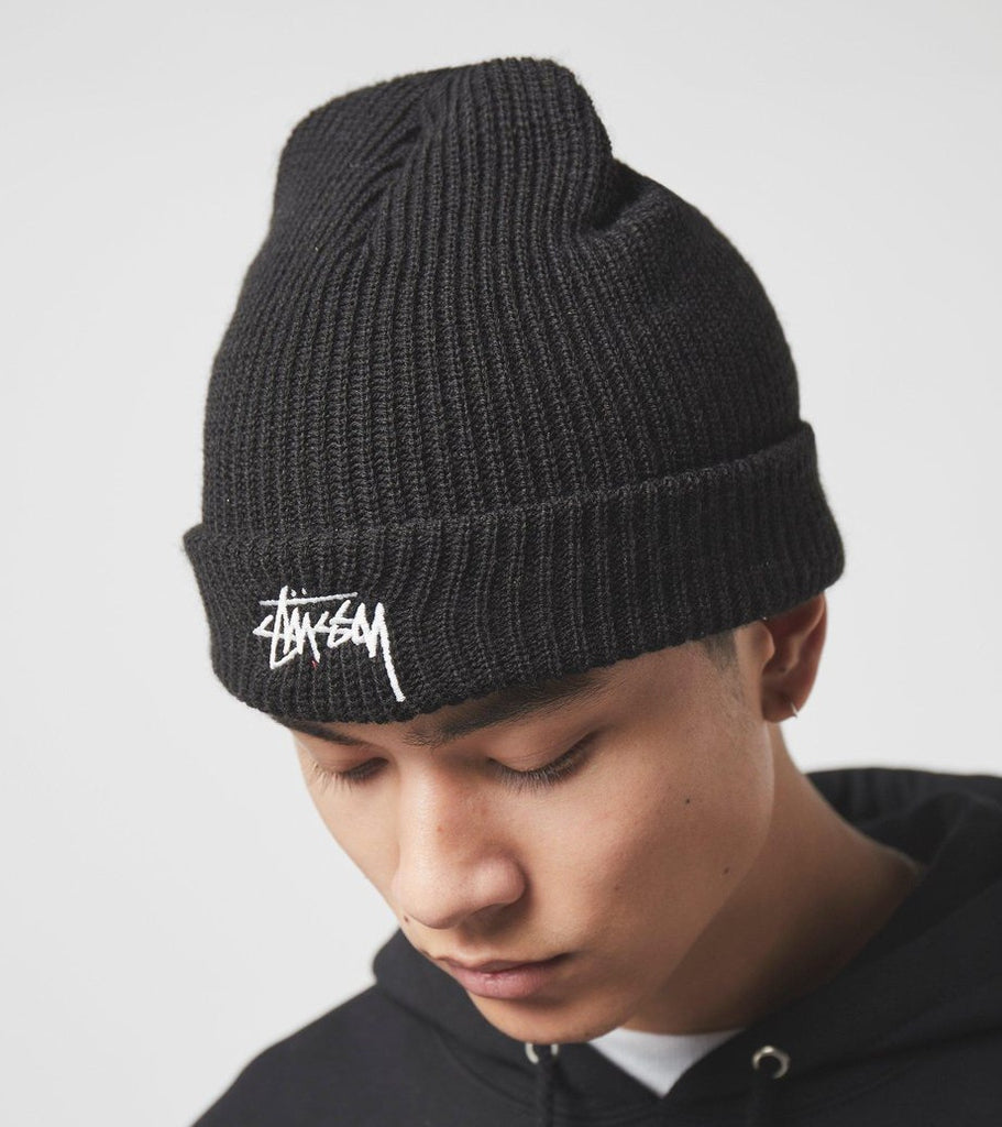 STUSSY 粗針反折毛帽