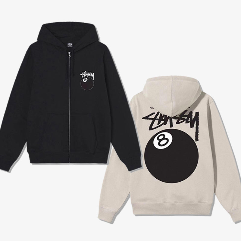 STUSSY 8 BALL ZIP HOODY 8號球印花 拉鍊連帽衛衣外套