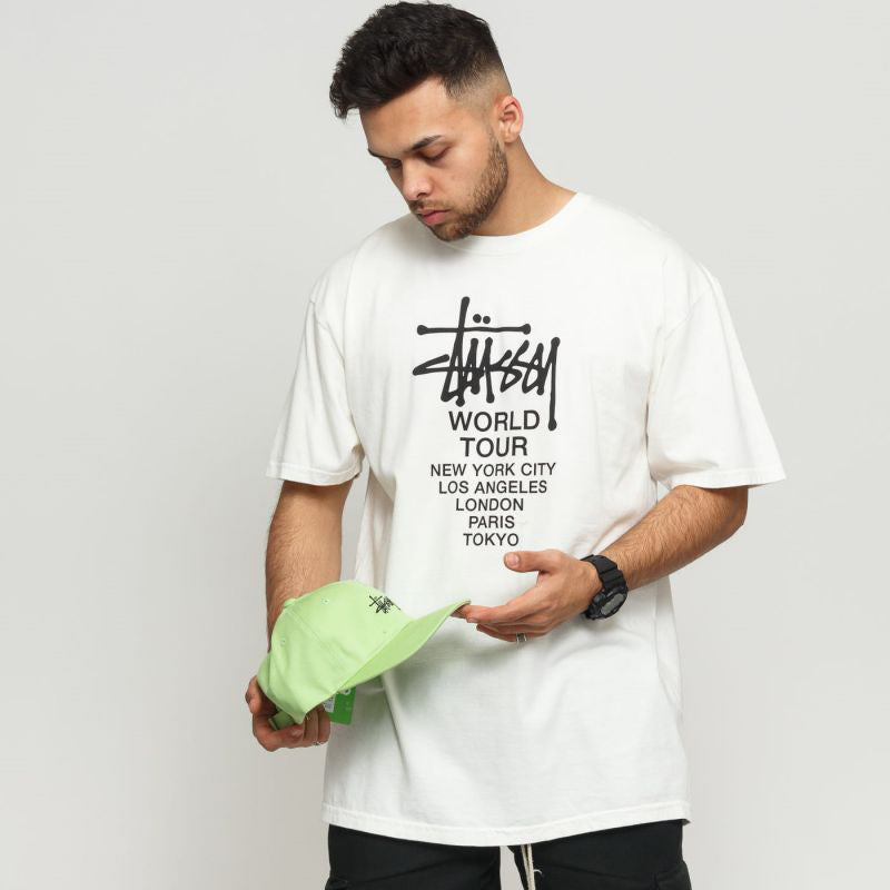 STUSSY TOUR PIG DYED TEE CORAL 單面巡迴短袖T恤