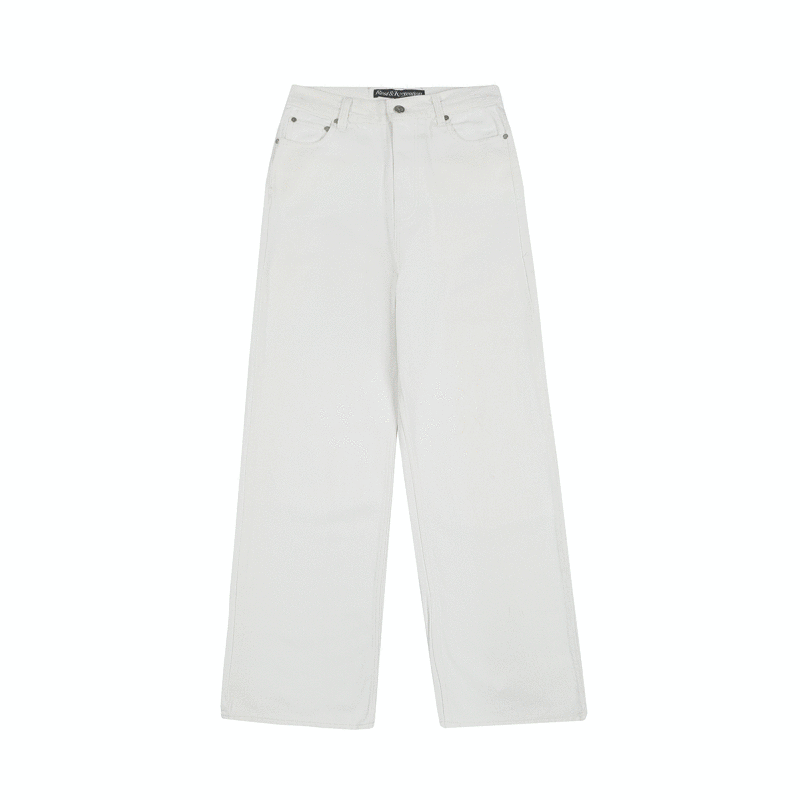 韓國 Rest&Recreation 寬鬆直筒白色牛仔褲
