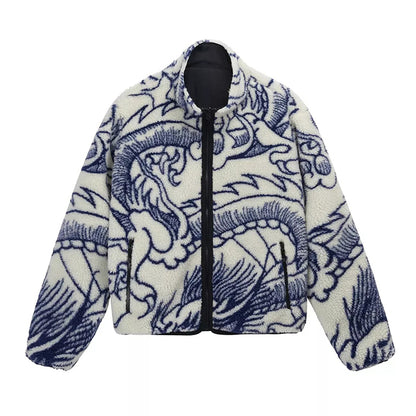 Stüssy Dragon Sherpa Jacket 龍紋滿印雙面穿羊羔絨夾克