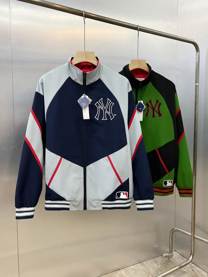 SUPREME x NEW YORK YANKEES 聯名拼色立領棒球外套