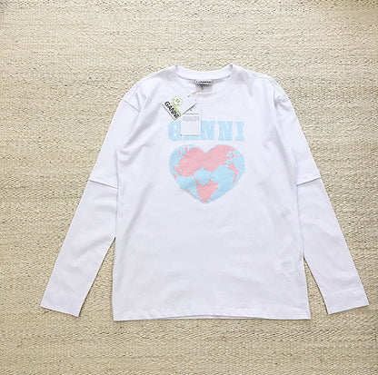 GANNI HEART LOGO LONG SLEEVED T-SHIRT 地球印花長袖T恤