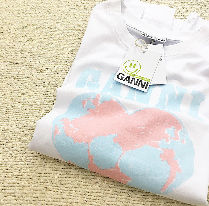 GANNI HEART LOGO LONG SLEEVED T-SHIRT 地球印花長袖T恤