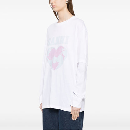 GANNI HEART LOGO LONG SLEEVED T-SHIRT 地球印花長袖T恤