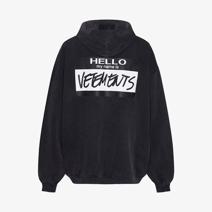 VETEMENTS Hello My Name Is 標語重磅連帽衫