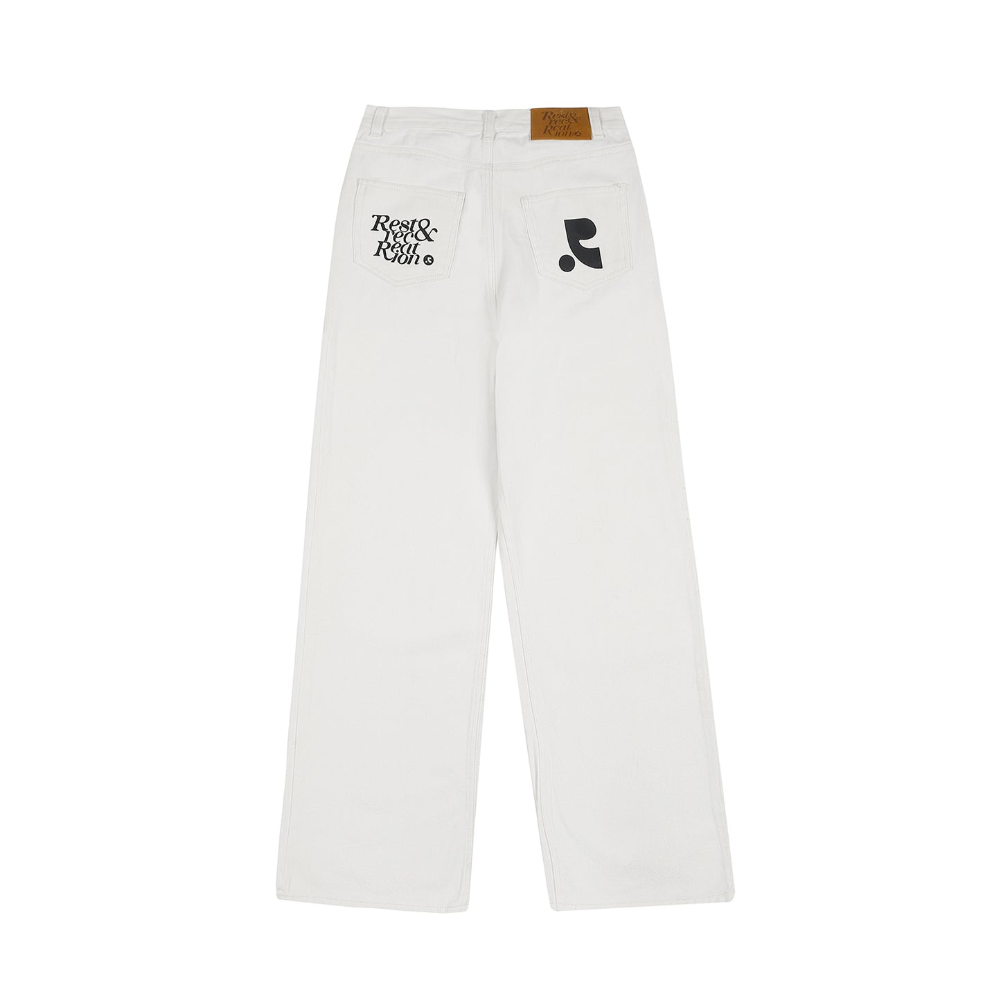韓國 Rest&Recreation 寬鬆直筒白色牛仔褲