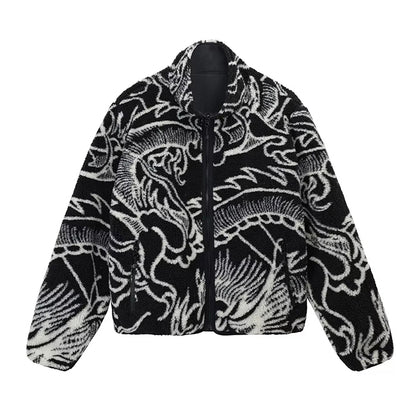 Stüssy Dragon Sherpa Jacket 龍紋滿印雙面穿羊羔絨夾克