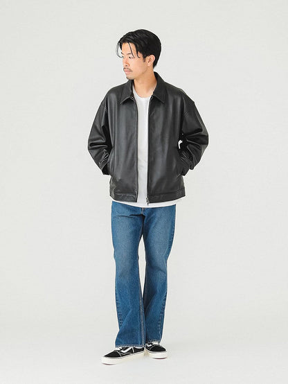 BEAMS LEATHER ZIP BLOUSON 復古皮夾克