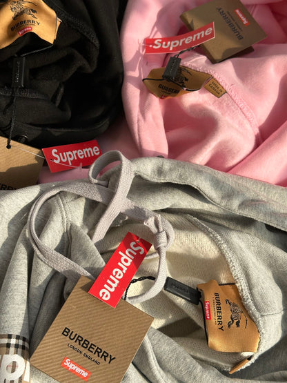 SUPREME BURBERRY BOX LOGO 聯名印花連帽衛衣