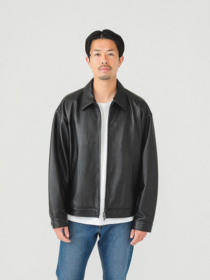 BEAMS LEATHER ZIP BLOUSON 復古皮夾克