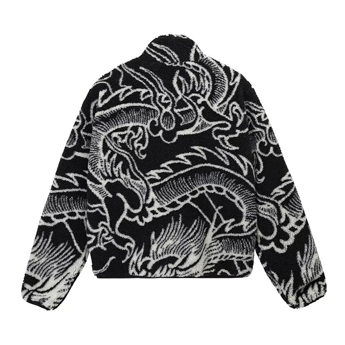 Stüssy Dragon Sherpa Jacket 龍紋滿印雙面穿羊羔絨夾克