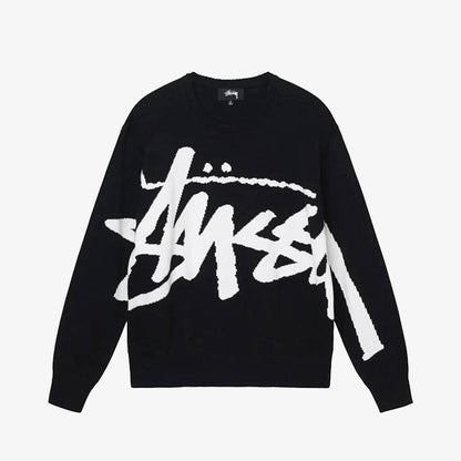 - 全新特價 -Stussy Stock Sweater 手寫體針織毛衣 (黑色L)