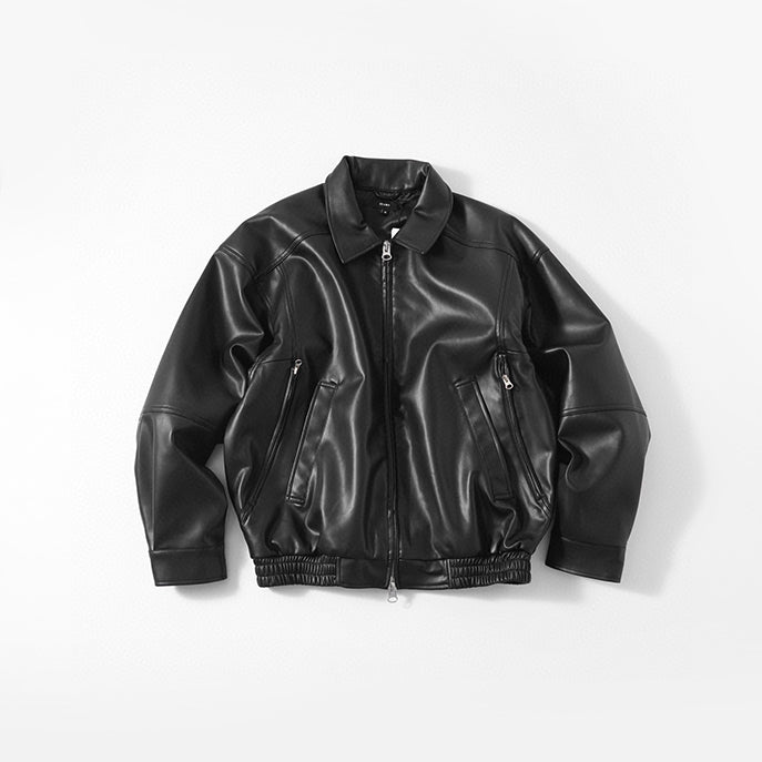 BEAMS LEATHER ZIP BLOUSON 復古皮夾克