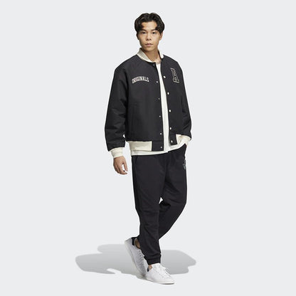 adidas Originals AU JACKET 2 三葉草 男款 棒球外套 運動外套 夾克 - 黑 HY7223 - VANASH