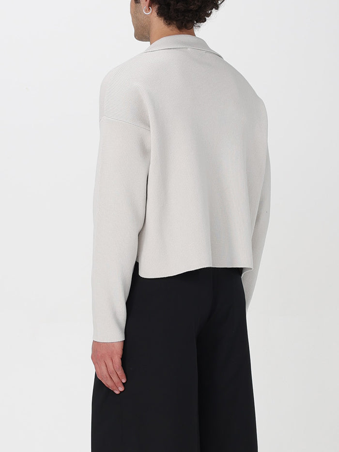 AMI Paris Spread-Collar Ribbed Polo Sweater 翻領針織衫