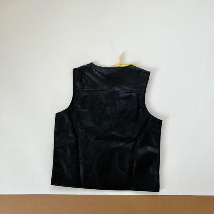 AFGK LOGO LEATHER VEST 皮革騎士背心