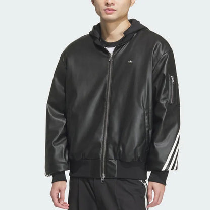 Adidas Originals FW24 PU Jacket | 復古連帽皮衣