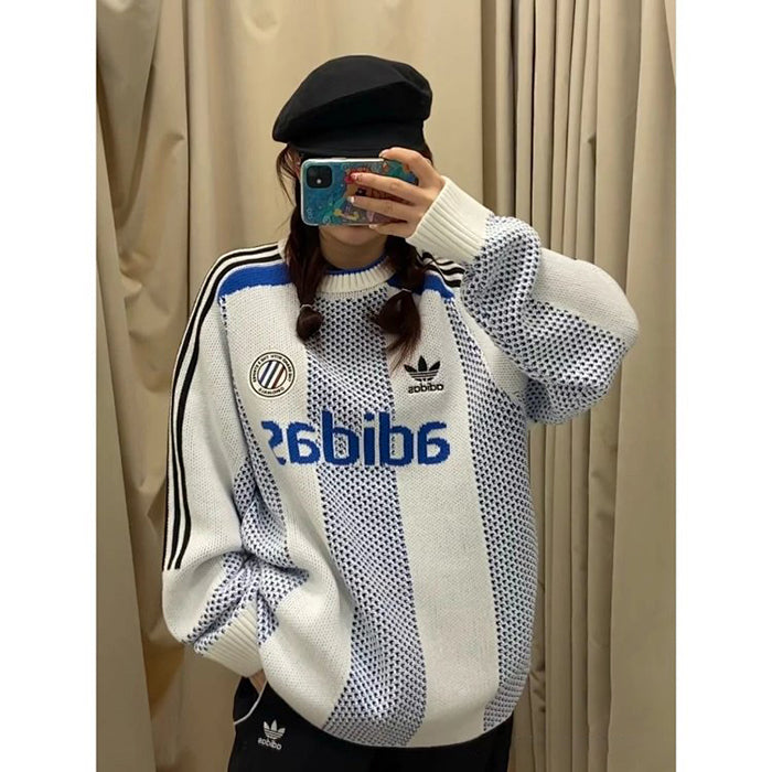 ADIDAS ORIGINALS JL8361 愛迪達復古撞色針織毛衣