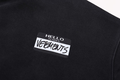 VETEMENTS Hello My Name Is 標語重磅連帽衫