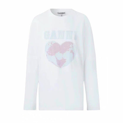 GANNI HEART LOGO LONG SLEEVED T-SHIRT 地球印花長袖T恤