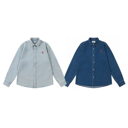 AMI PARIS DENIM SHIRT 愛心刺繡牛仔襯衫