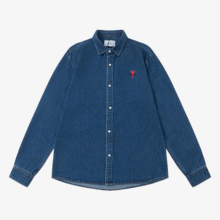 AMI PARIS DENIM SHIRT 愛心刺繡牛仔襯衫