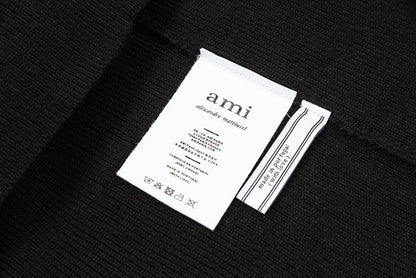 AMI Paris Spread-Collar Ribbed Polo Sweater 翻領針織衫