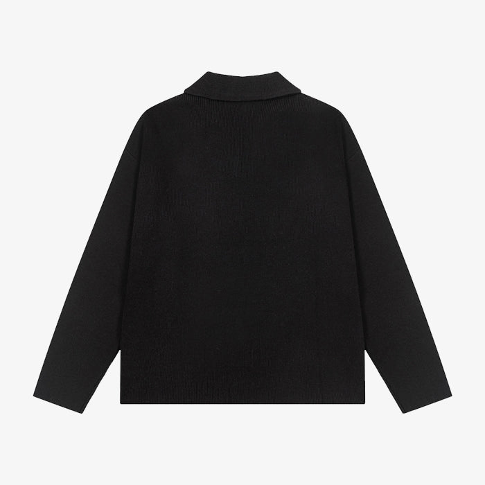 AMI Paris Spread-Collar Ribbed Polo Sweater 翻領針織衫