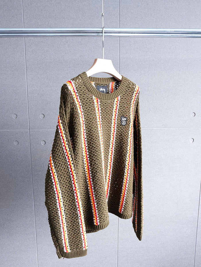 STUSSY x PATTA STRIPED LOOSE GAUGE SWEATER 鏤空寬鬆毛衣