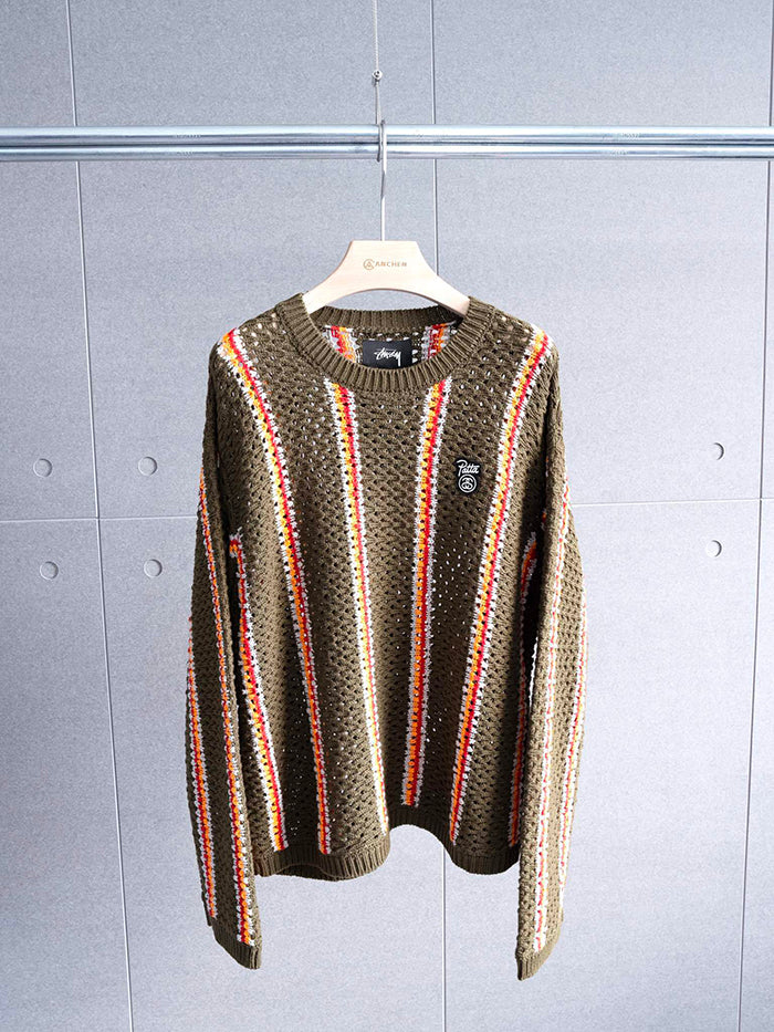 STUSSY x PATTA STRIPED LOOSE GAUGE SWEATER 鏤空寬鬆毛衣