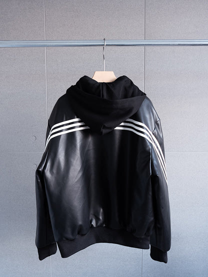 Adidas Originals FW24 PU Jacket | 復古連帽皮衣