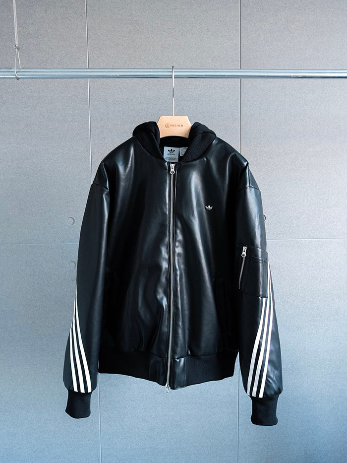 Adidas Originals FW24 PU Jacket | 復古連帽皮衣