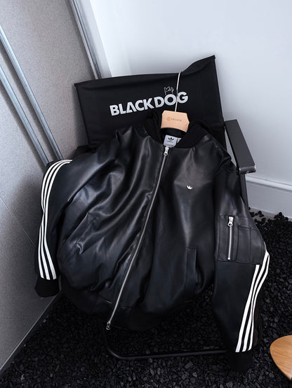 Adidas Originals FW24 PU Jacket | 復古連帽皮衣