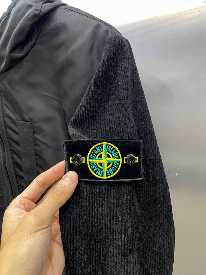 STONE ISLAND 石頭島異材質拼接連帽夾克