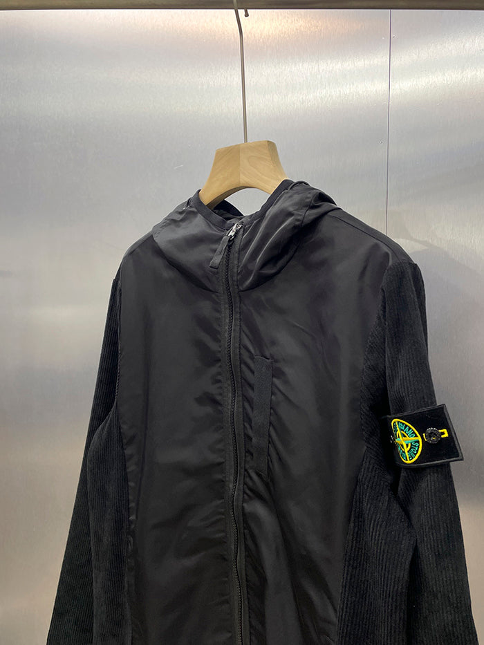 STONE ISLAND 石頭島異材質拼接連帽夾克