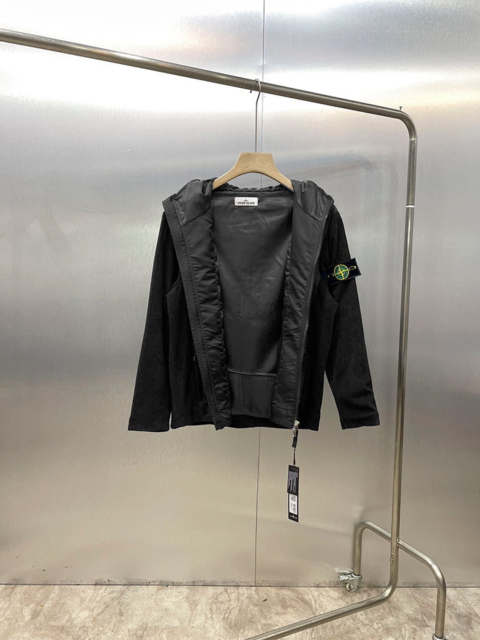 STONE ISLAND 石頭島異材質拼接連帽夾克