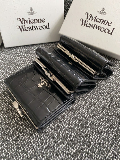 Vivienne Westwood 鱷魚壓紋三摺短夾錢包