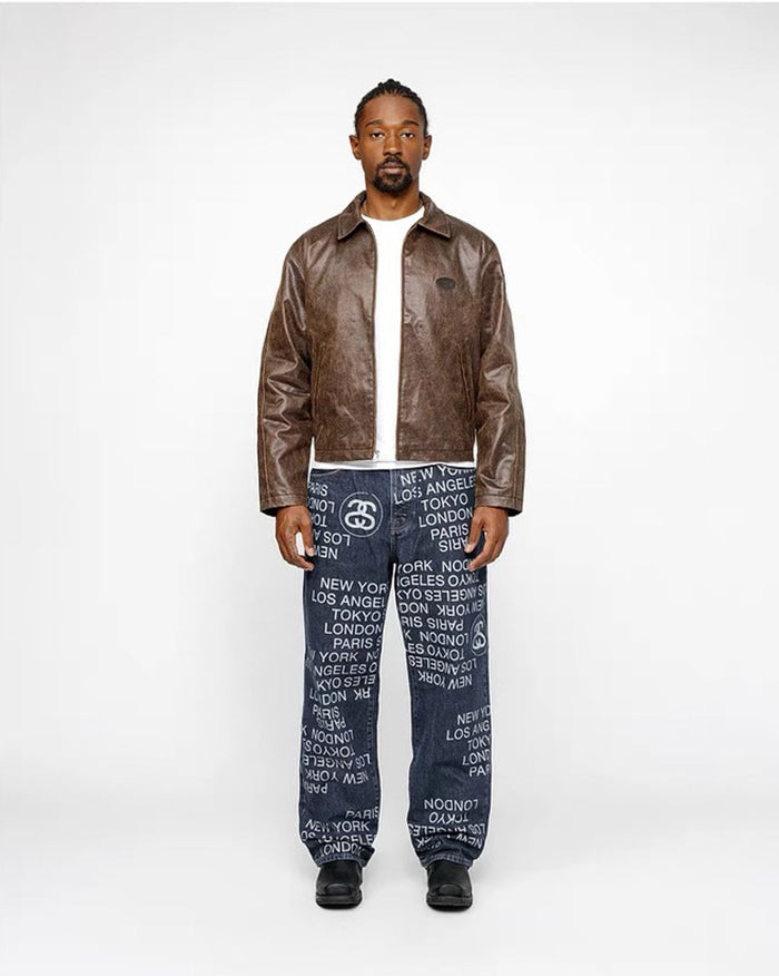 STUSSY City Link Jeans 滿版塗鴉寬版牛仔褲