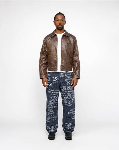 STUSSY City Link Jeans 滿版塗鴉寬版牛仔褲