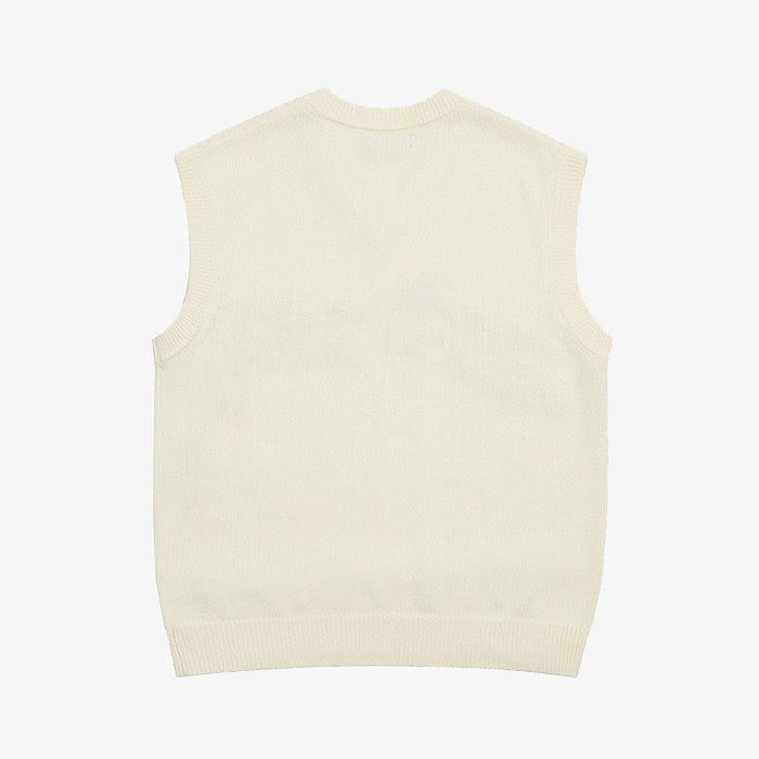 STUSSY SMOOTH STOCK KNIT VEST 米色V領針織背心