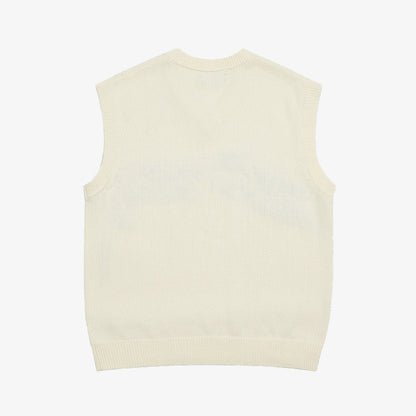 STUSSY SMOOTH STOCK KNIT VEST 米色V領針織背心