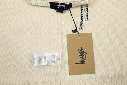 STUSSY SMOOTH STOCK KNIT VEST 米色V領針織背心