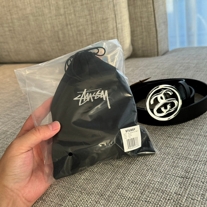 STUSSY 鏤空雙S真皮皮帶