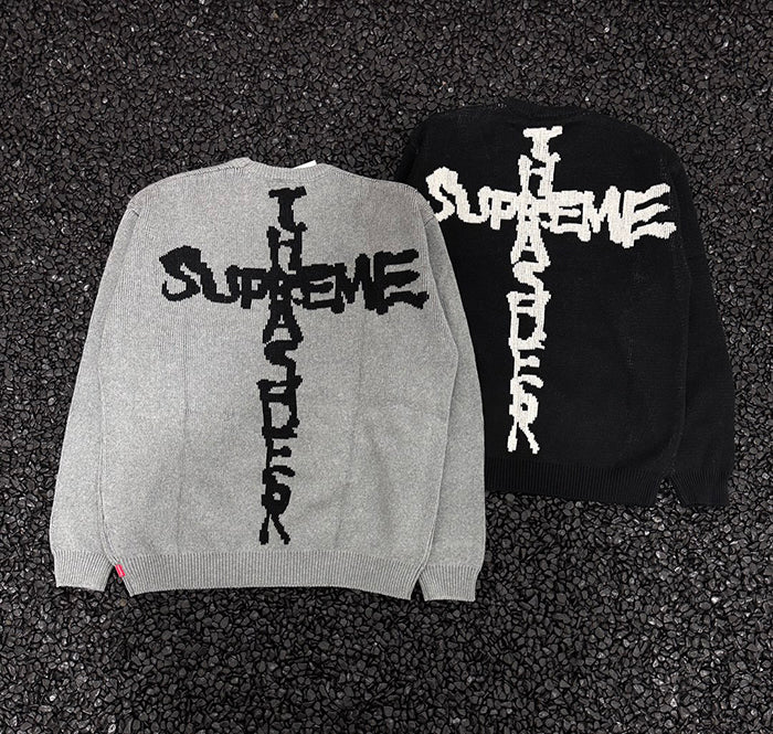 Supreme x THRASHER SWEATER 線嵌LOGO針織毛衣