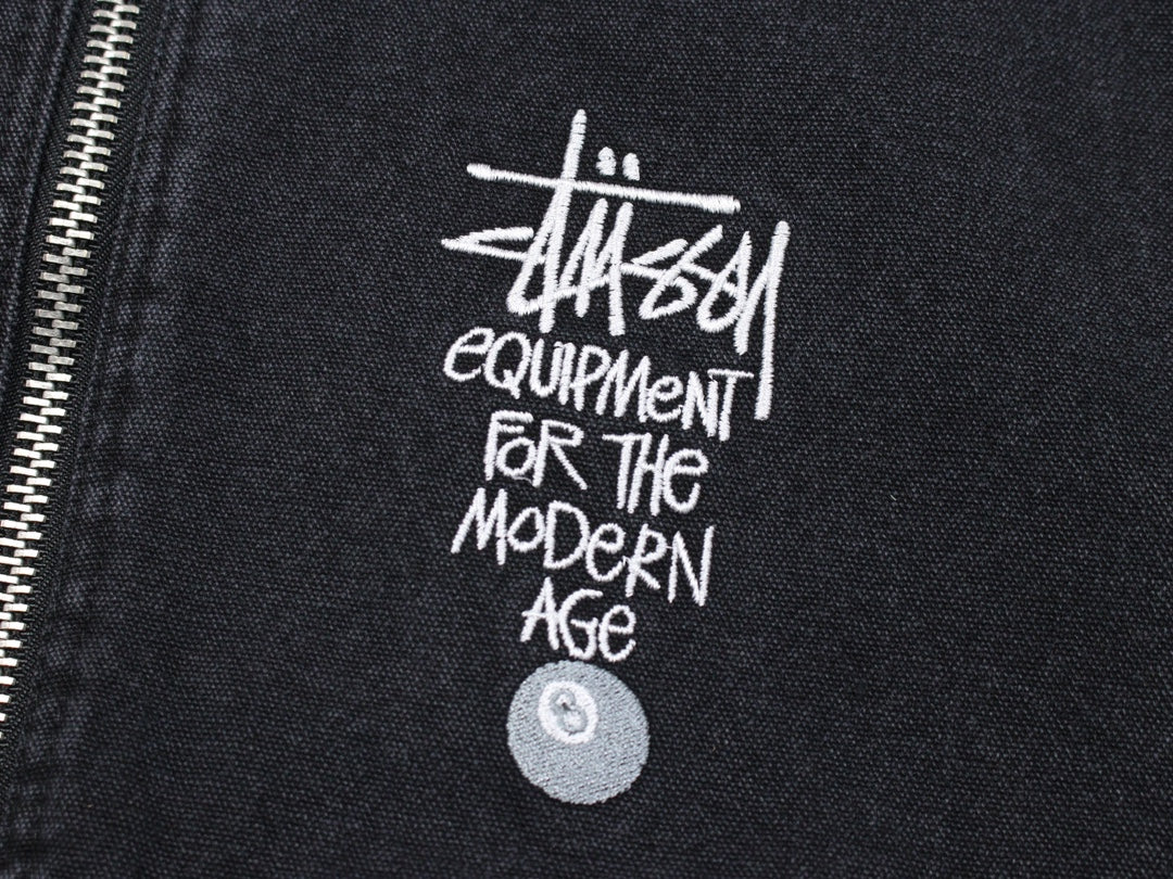 STUSSY 刺繡做舊鋪棉牛仔夾克外套