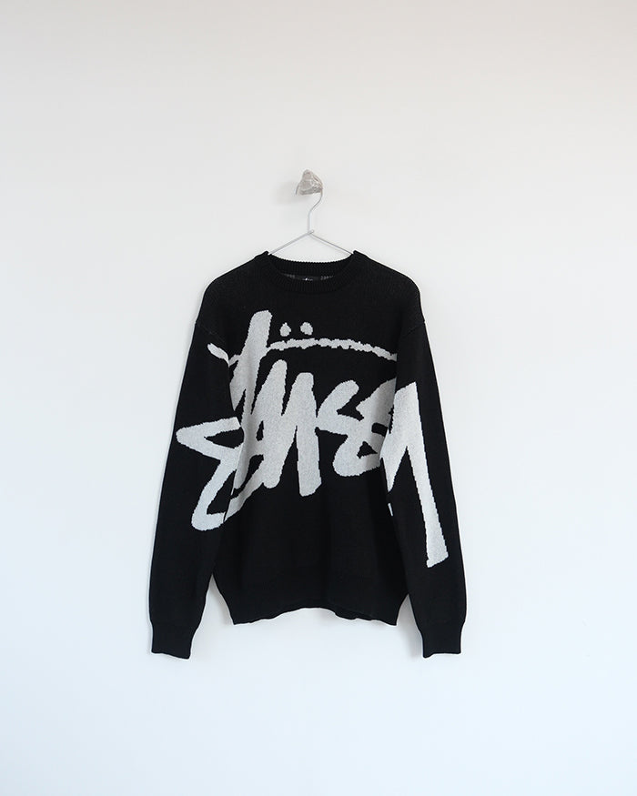 - 全新特價 -Stussy Stock Sweater 手寫體針織毛衣 (黑色L)